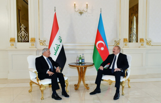دیدار روسای جمهور آذربایجان و عراق آغاز شد