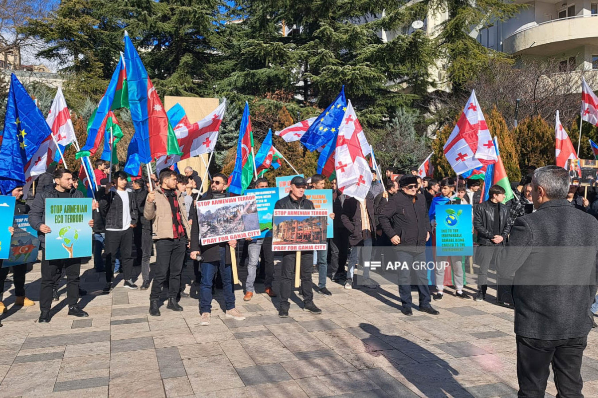 تظاهرات آذربایجانی ها مقابل دفتر تفلیس اتحادیه اروپا - عکس  - فیلم 